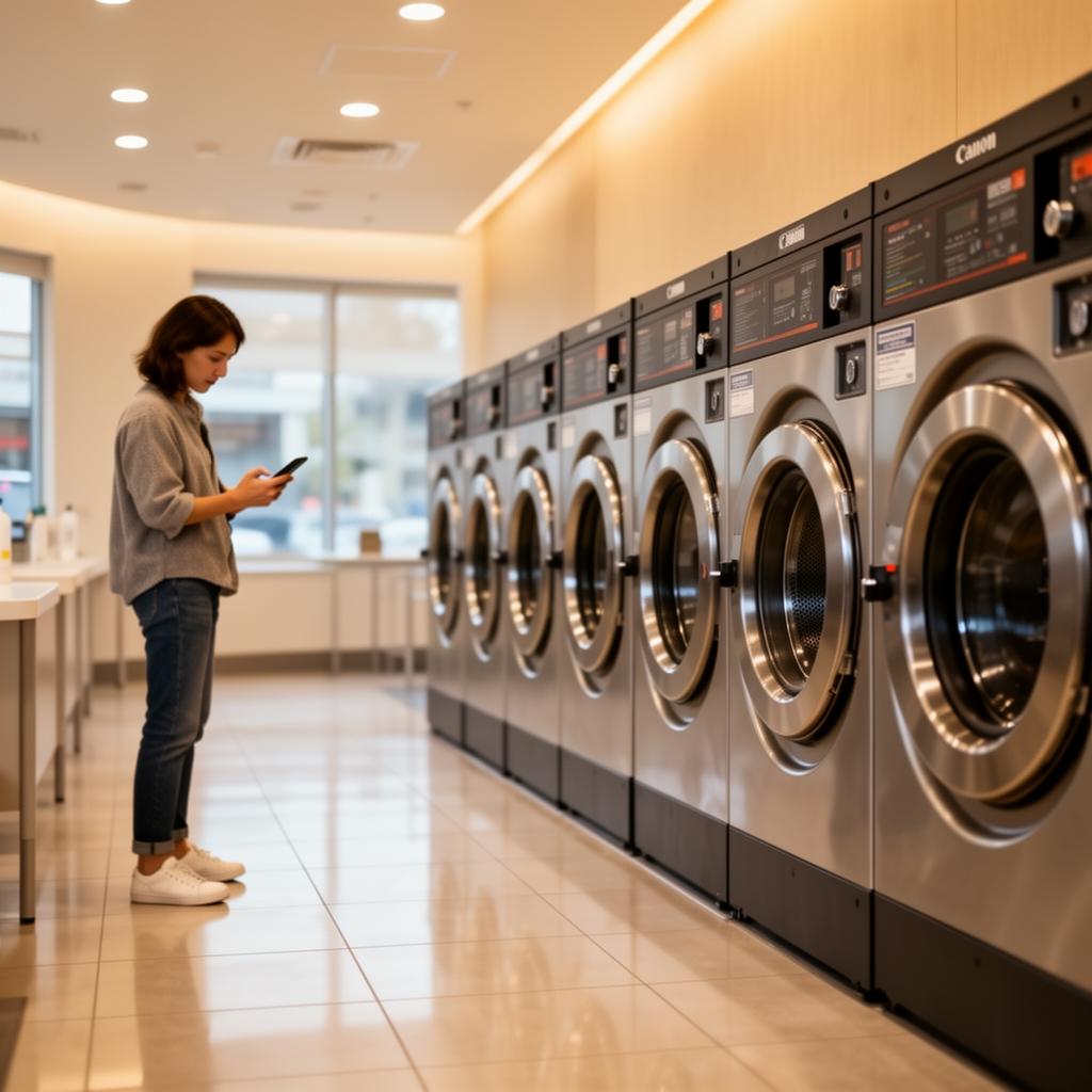 Cliente usando lavanderia self-service com suporte por IA no WhatsApp