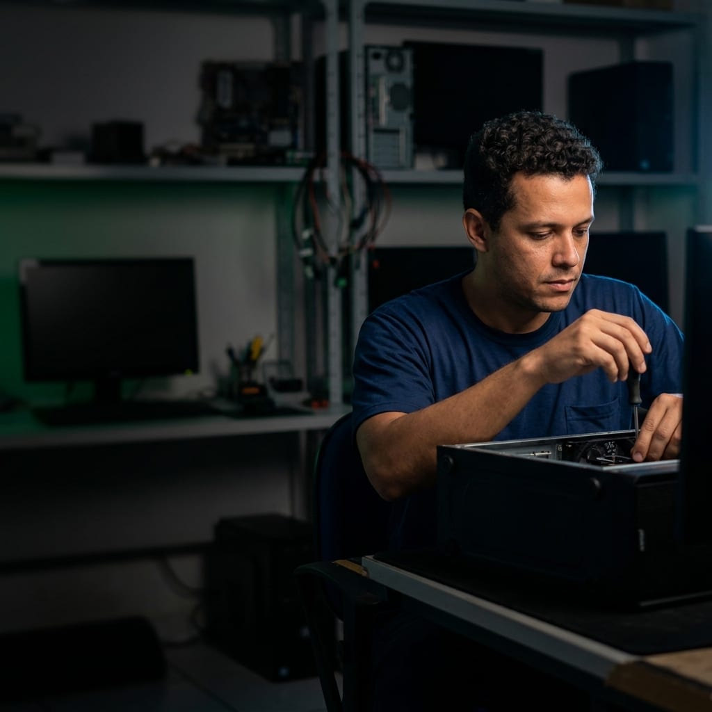 Loja de informática atendendo dúvidas técnicas com IA