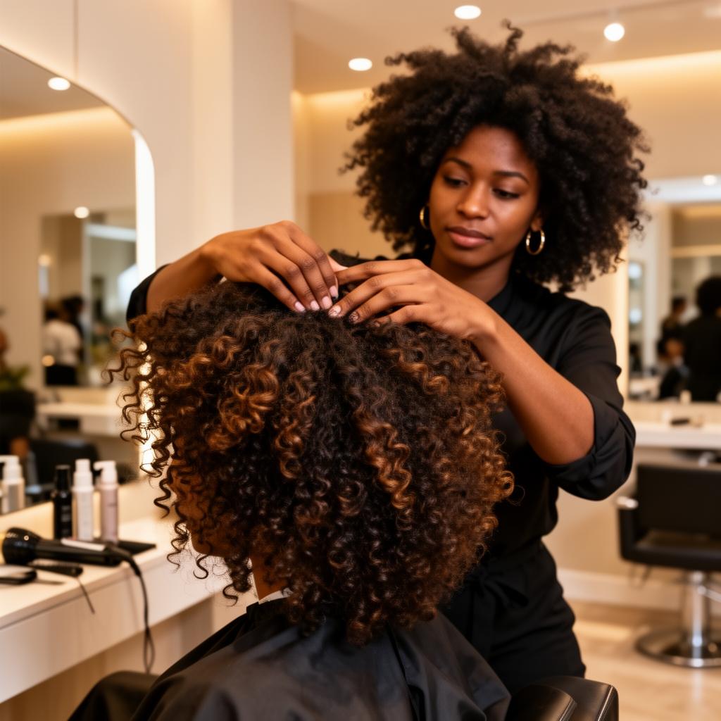 Cabeleireira especialista em cabelos crespos e afro com IA